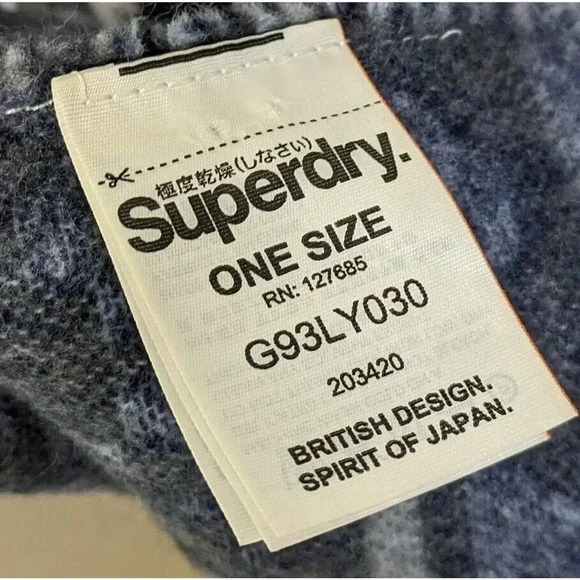 Superdry Blue Kaya Shawl Boho Cape Knit Blanket Poncho Fringe Southwest Aztec - Picture 5 of 5